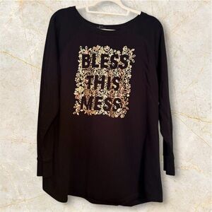 Torrid Black Long Sleeve Tee with Floral Graphic